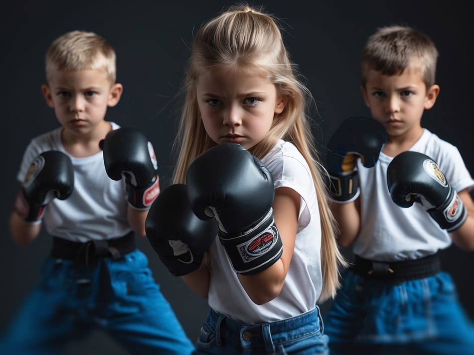 kinder in einer boxpose